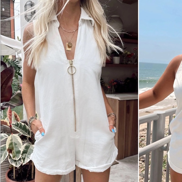Show me your mumu Reno Romper Zip Up Seasalt - Picture 6 of 9